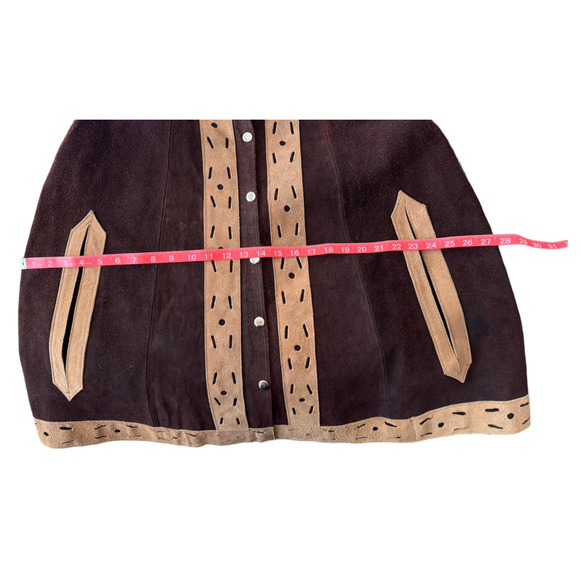 Vintage 60s 70s Leather Suede Poncho Snap Cape Hippie Boho S/M - Picture 7 of 7